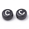 Opaque Acrylic Beads, Horizontal Hole, Alphabet Style, Flat Round, Letter.C, 7x4mm, Hole: 1.5mm, about 370pcs/50g