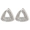 Brass Micro Pave Clear Cubic Zirconia Triangle Stud Earrings for Women, Platinum, 13x13.5mm