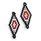 MIYUKI & TOHO Japanese Seed Beads, Handmade Links, Rhombus Loom Pattern, Red, 31~32.5x13~13.5x1.5~2mm, Hole: 1mm