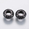 Brass Micro Pave Cubic Zirconia Beads, Rondelle, Black, Gunmetal, 8x3mm, Hole: 4mm