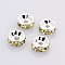 Brass Rhinestone Spacer Beads, Grade A, Straight Flange, Silver Color Plated, Rondelle, Jonquil, 8x3.8mm, Hole: 1.5mm