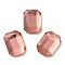 Glass Rhinestone Cabochons, Flat Back & Back Plated, Faceted, Rectangle, Padparadscha, 14x10x4.50mm