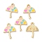 Umbrella with Heart Alloy Enamel Pendants, Golden, Mixed Color, 19x15x1.5mm, Hole: 1.6mm