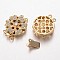 Brass Cubic Zirconia Box Clasps, Cadmium Free & Nickel Free & Lead Free, Flower, Golden, 23x18x7.5mm, Hole: 1 & 3mm