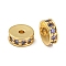 Rack Plating Brass Micro Pave Cubic Zirconia Beads, Lead Free & Cadmium Free, Long-Lasting Plated, Real 18K Gold Plated, Round, Lavender, 7x2.5mm, Hole: 1.5mm