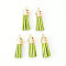 Faux Suede Tassel Pendant Decorations, with CCB Plastic Cord Ends, Light Gold, 33~35x10mm, Hole: 2.5mm