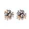 Alloy Cabochons, with Crystal Rhinestone & Acrylic Imitation Pearl, Flower, Light Gold, Gray, 19~20x21~22x10mm