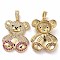 Brass Micro Pave Cubic Zirconia Pendants, Bear Charms, Golden, Clear, 30x22.5x4mm, Hole: 5x7mm