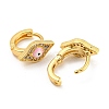 Rhombus with Evil Eye Golden Brass Hoop Earrings EJEW-L269-070G-2
