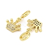Brass Micro Pave Cubic Zirconia European Dangle Charms KK-D325-14G-2