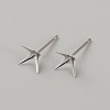 Rhomdium Plated 925 Sterling Silver Stud Earring Findings STER-WH0009-15D-P-1