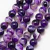 Natural Striped Agate/Banded Agate Bead Strands G-K166-13-8mm-04-1