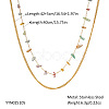 Colorful Natural Stone Chip & Stainless Steel Handmade Link Chain Double Layer Necklaces ZX3080-7-1
