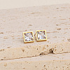 Rhombus 304 Stainless Steel Pave Clear Cubic Zirconia Link Bracelets & Stud Earrings & Pendant Necklaces FS-WG48BD9-01-4