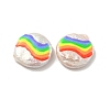 Flat Round Enamel Natural Cultured Freshwater Pearl Beads BSHE-G028-01B-2