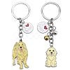 WEWAYSMILE 2 pcs Dog Keychain Car Keychain Pet Pendant Key-Ring Lovely Dog Key-ring Portable Metal Keychain Gift for Pet Lover Birthday Puppy Theme Party Supplies (Golden Haired Dog) JX787A-1