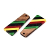 Jamaican Colour Epoxy Resin & Walnut Wood Pendants RESI-N039-122M-2