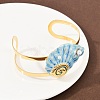Shell Shape 304 Stainless Steel Enamel Cuff Bangles for Women BJEW-A049-04A-G-2