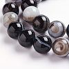Natural Black Striped Agate/Banded Agate Beads Strands G-J359-01-8mm-3