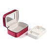 Italian Velvet Double Layers Jewelry Set Storage Zipper Boxes with Mirror Inside CON-G023-09E-3