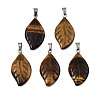 Natural Tiger Eye Pendants G-S364-076A-01-2