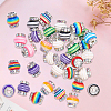 60Pcs Lantern-Shaped Striped Pattern Resin Rhinestone Beads KK-SC0007-83-7