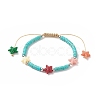 Dyed Synthetic Turquoise(Dyed) Heishi Beaded Bracelets with Dyed Synthetic Coral Starfish BJEW-JB09194-01-1