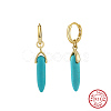 Natural Turquoise Beaded Hoop Earrings EJEW-L294-004G-1