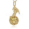 Golden Tone Brass Hollow Round Cage Pendants KK-J242-08G-2
