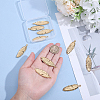 10Pcs 304 Stainless Steel Feather Pendants STAS-BBC0009-99-3