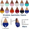 12 Pairs 12 Colors Transparent & Opaque Resin & Walnut Wood Stud Earring RESI-FH0001-42-4