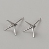 Rhomdium Plated 925 Sterling Silver Stud Earring Findings STER-WH0009-15E-P-1