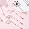 60Pcs Leaf Stainless Steel Round Tray Stick Lapel Pins JEWB-SC0001-75B-7