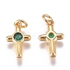 Brass Micro Pave Cubic Zirconia Tiny Cross Charms ZIRC-G168-54G-03-2