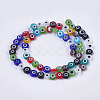 Handmade Evil Eye Lampwork Beads Strands X-LAMP-S191-02A-13-1