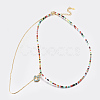 Natural Peach Moonstone Tiered Necklaces NJEW-K108-01-01-1