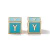 Rack Plating Brass Enamel Beads KK-B060-04G-06Y-2