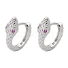 Brass Cubic Zirconia Hoop Earrings EJEW-Q014-09P-2