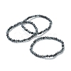 Natural Snowflake Obsidian Beaded Stretch Bracelets BJEW-A117-A-45-1