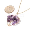 Natural Gemstone Chips Heart with Tree of Life Pendant Necklace NJEW-JN03906-7