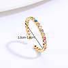 Stainless Steel Open Cuff Rings with Colorful Cubic Zirconia IO9969-3