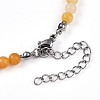 Natural Topaz Jade 4.5mm Round Beaded Flower Pendant Necklaces NJEW-T016-04N-6