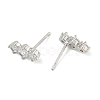 Brass Micro Pave Clear Cubic Zirconia Stud Earrings EJEW-R016-26P-14-4