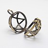 Filigree Round with Star of David Brass Locket Pendants X-KK-N0093-10AB-RS-2