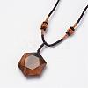 Natural Tiger Eye Pendant Necklaces NJEW-P157-03-2