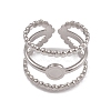 Non-Tarnish 304 Stainless Steel Triple Line Open Cuff Ring Findings RJEW-G285-32P-2