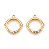 304 Stainless Steel and Crystal Rhinestone Rhombus Pendants STAS-T072-64G-1