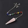 Natural Rose Quartz Hexagonal Pointed Cone Dowsing Pendulum Pendants G-G983-05P-02-3