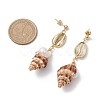Alloy Natural Shell Beaded Dangle Stud Earrings EJEW-JE06268-3
