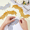 2 Pairs 2 Colors Polyester Metallic Thread Embroidery Leaf Appliques DIY-FH0005-82-3